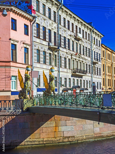 The lion's bridge through Griboyedov Canal. St. Petersburg. Russ
