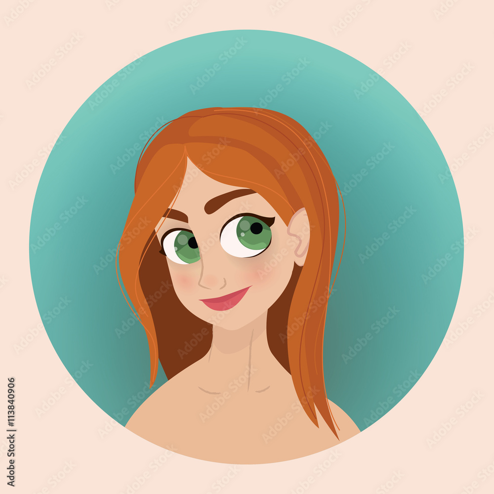 Girl With Red Hair Vector Illustration Girl With Red Hair Vector Illustration