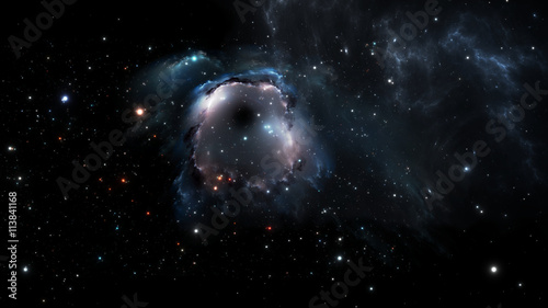 Fototapeta Naklejka Na Ścianę i Meble -  Giant glowing nebula. Space background with blue nebula and stars