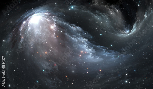 Fototapeta Naklejka Na Ścianę i Meble -  Giant glowing nebula. Space background with blue nebula and stars