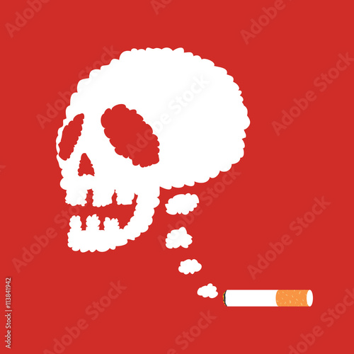 dangerous cigarette with smoke formed skull dead