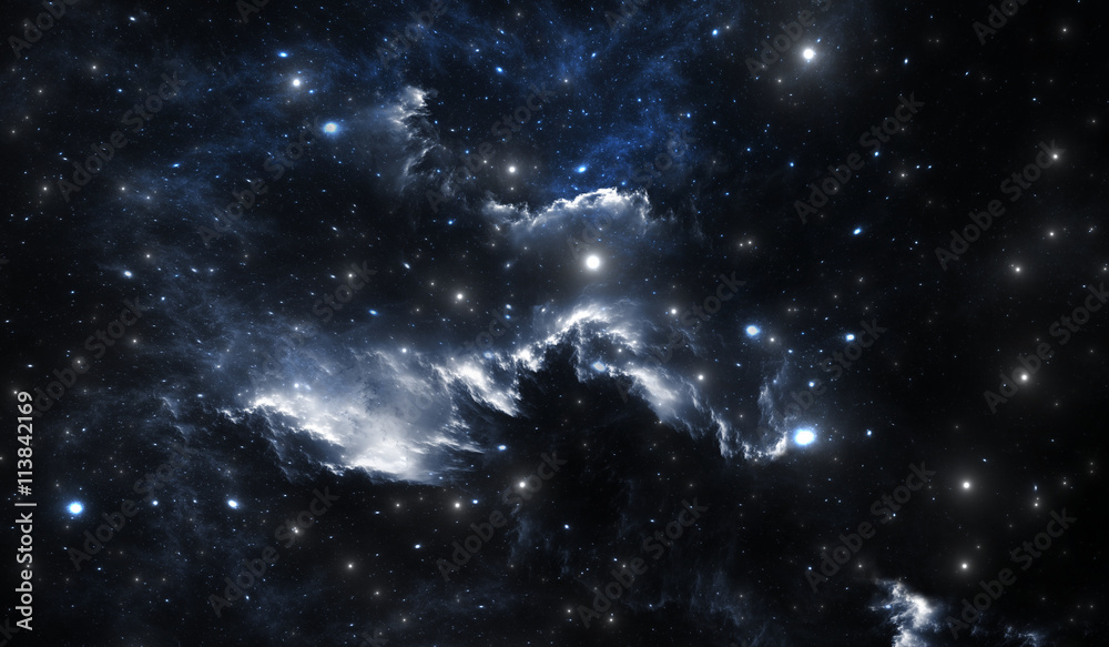 Blue space star nebula. Space background with blue nebula and stars ...