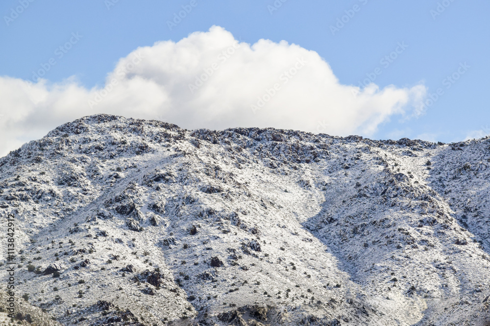 Viewing the Desert Landscape, Nevada snowy sierra  mountains