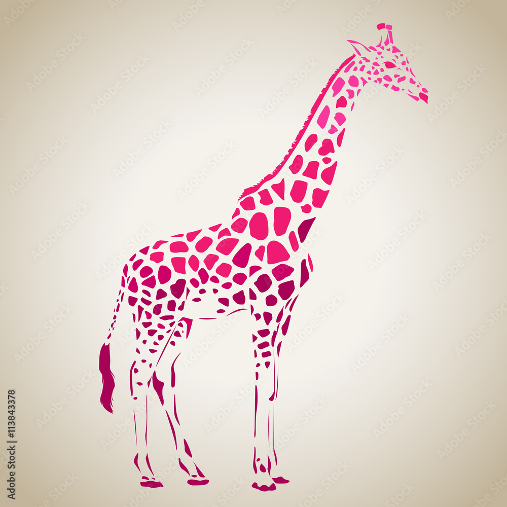Naklejka premium Sylwetka wektor żyrafa, streszczenie ilustracji zwierząt. Żyrafa safari może być używana jako tło, karta, materiały do drukowania