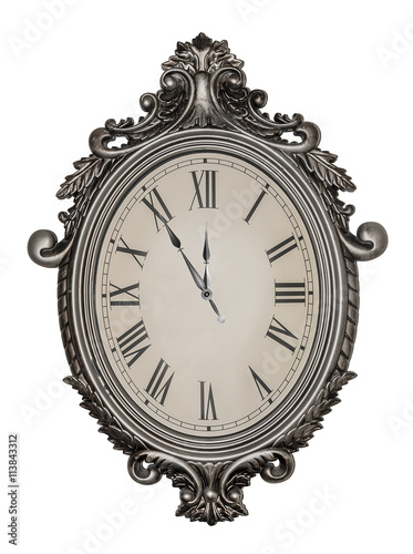 Antique wall clock isolated.