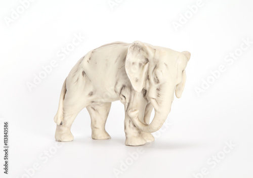 Statuette elephant XIX century profile  roasting on a biscuit 