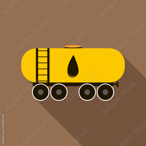 Railroad oil tank icon, flat style