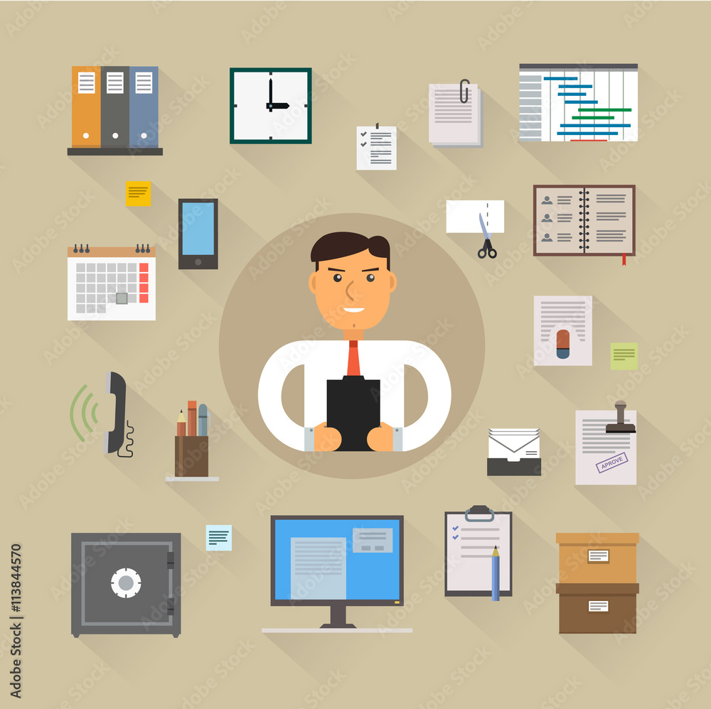 Fototapeta premium Business icons set. Illustration
