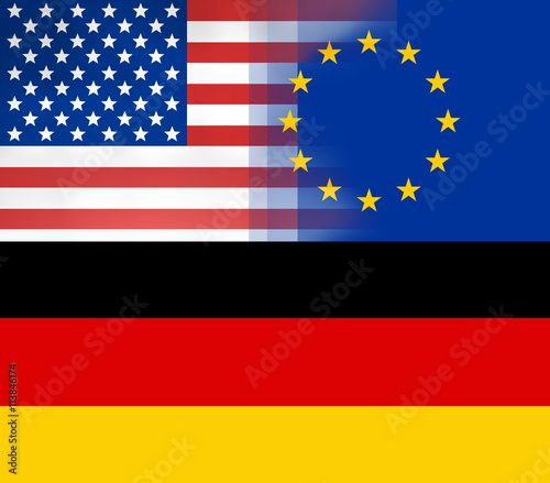 USA and Europe flags backgr...