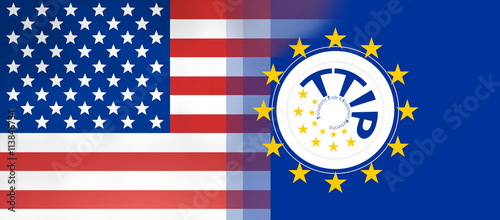 USA and Europe flags backgr...