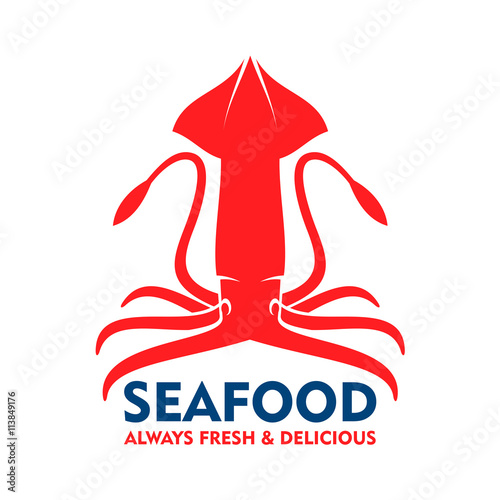 Fresh marine red squid for seafood design