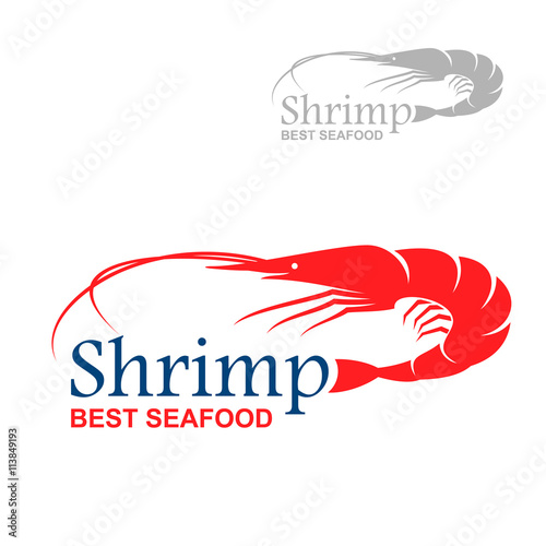 Best seafood badge design with royal red shrimp
