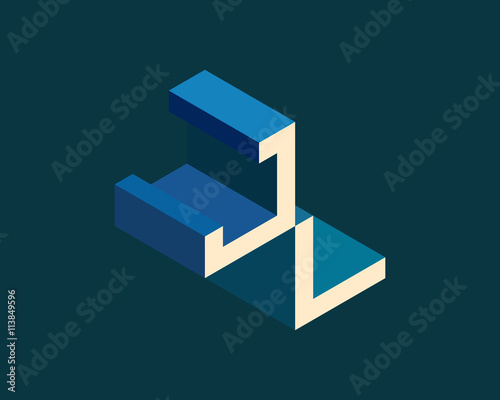 JL isometric 3D letter logo. three-dimensional stock vector alphabet font typography design. © vectorlia