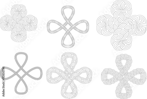 Historic croatian traditional national interlace or wattle style crosses, so called 