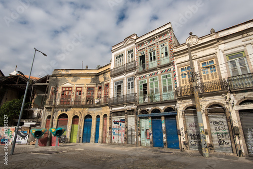 Old Potuguese style residential buildings in Rio de Janeiro city photo