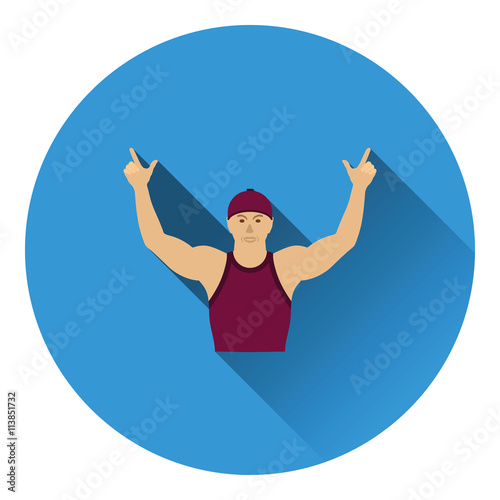 Football fan with hands up icon