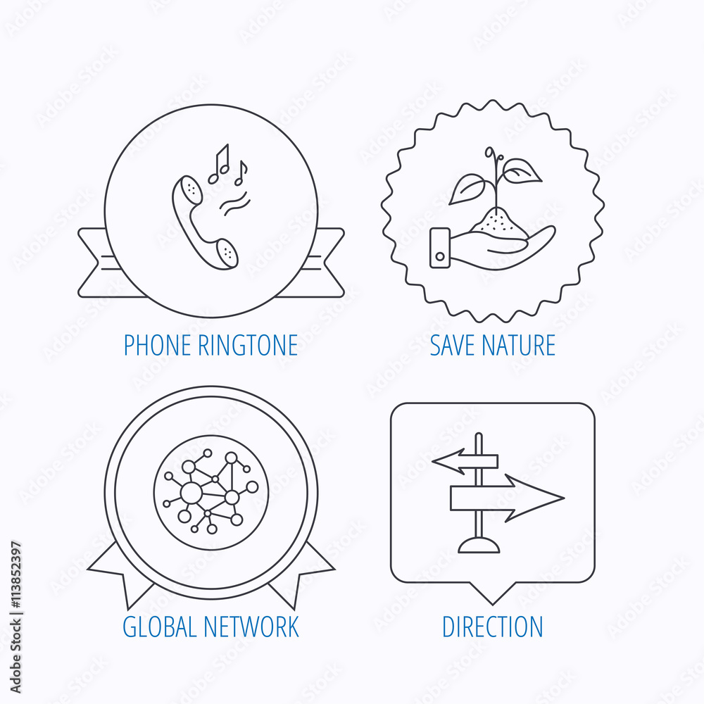 Fototapeta premium Phone, global network and direction icon.