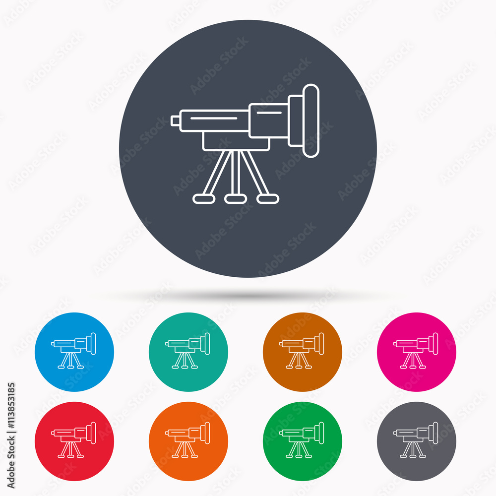 Telescope icon. Spyglass sign. Telescope icon. Spyglass sign.