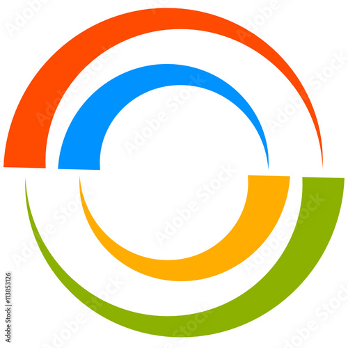Colorful circle motif with two-part circles. Generic circular ic