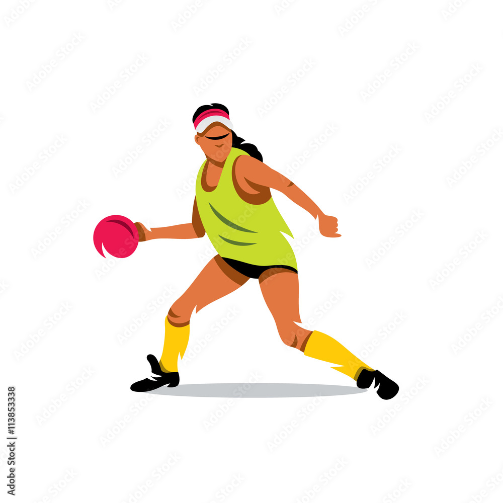 Vector Girl playing dodge ball Cartoon Illustration.