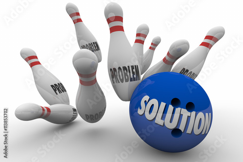 Problem Solution Bowling Ball Pins Strike Solved 3d Illustration