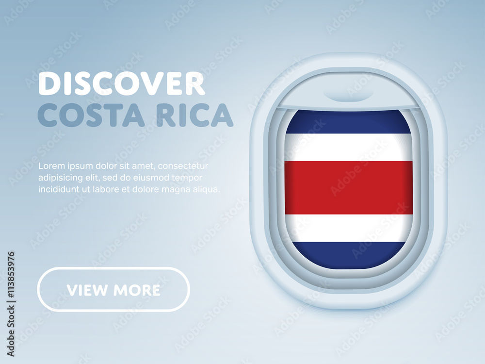 Flight to Costa Rica traveling theme banner design for website, mobile app. Modern vector illustration. Flight to Costa Rica traveling theme banner design for website, mobile app. Modern vector illustration.