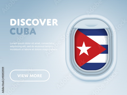 Flight to Cuba traveling theme banner design for website, mobile app. Modern vector illustration.