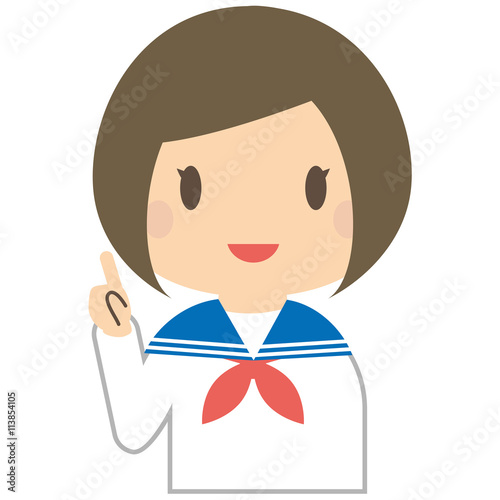 セーラー服の女の子　パターン　上半身　おかっぱ
