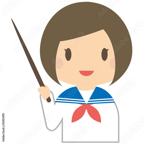 セーラー服の女の子　パターン　上半身　おかっぱ