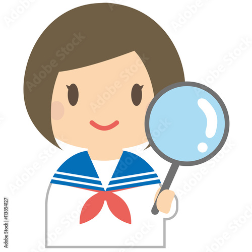 セーラー服の女の子　パターン　上半身　おかっぱ