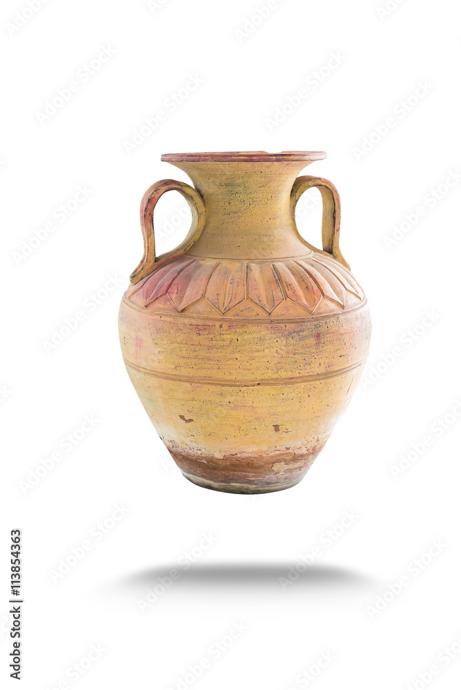 Antique or Old pot isolated on white background