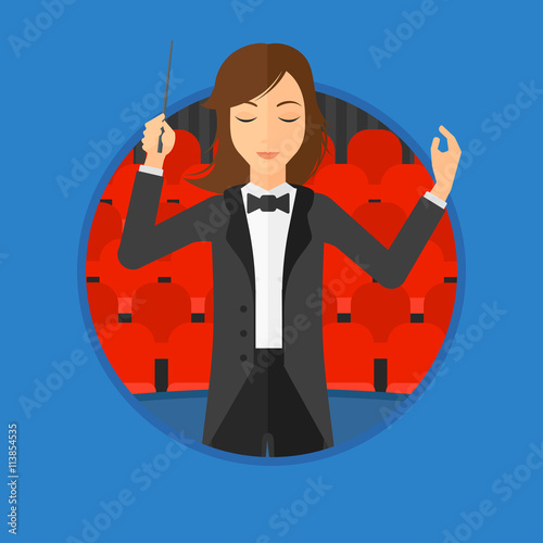 Conductor directing with baton.