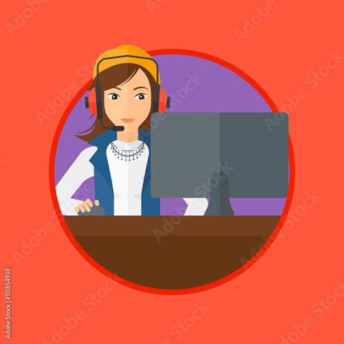 Woman playing computer game.