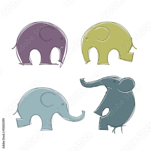 Cute elephants sketch for your design