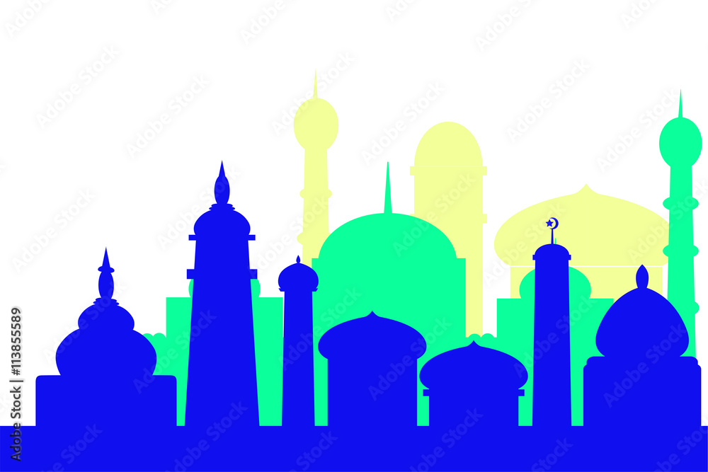 Background - colorful Silhouette of Mosque 
