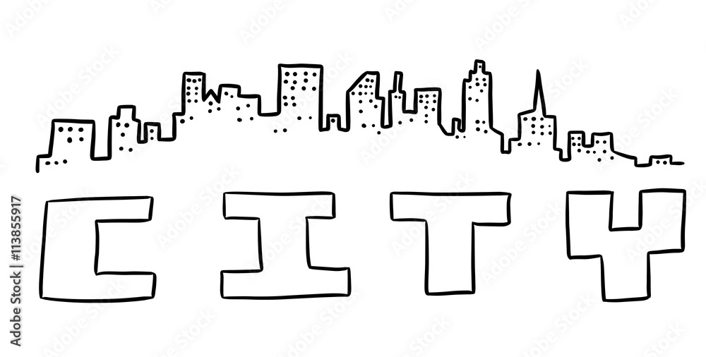 drawing text art city