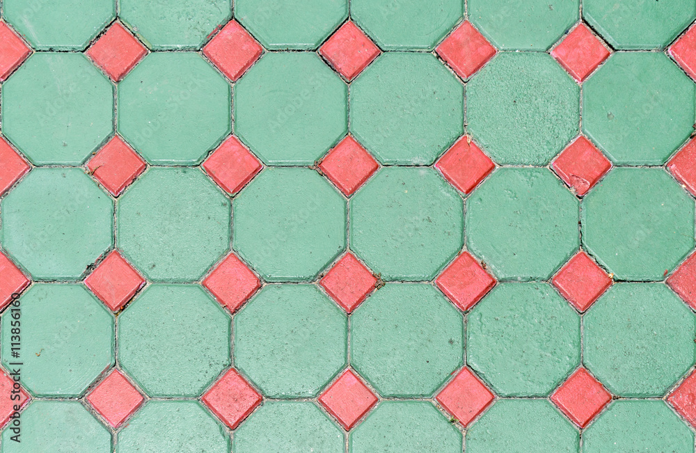 Green and red Concrete block floor Green and red Concrete block floor