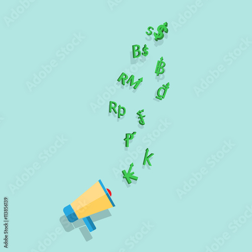 Asian money currencies symbol strenght and weakness value dusign