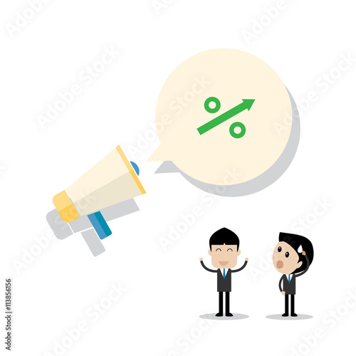 businessman  action worry and glad after rate annouce gain and l