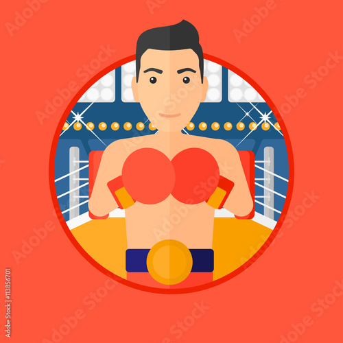Confident boxer in gloves.