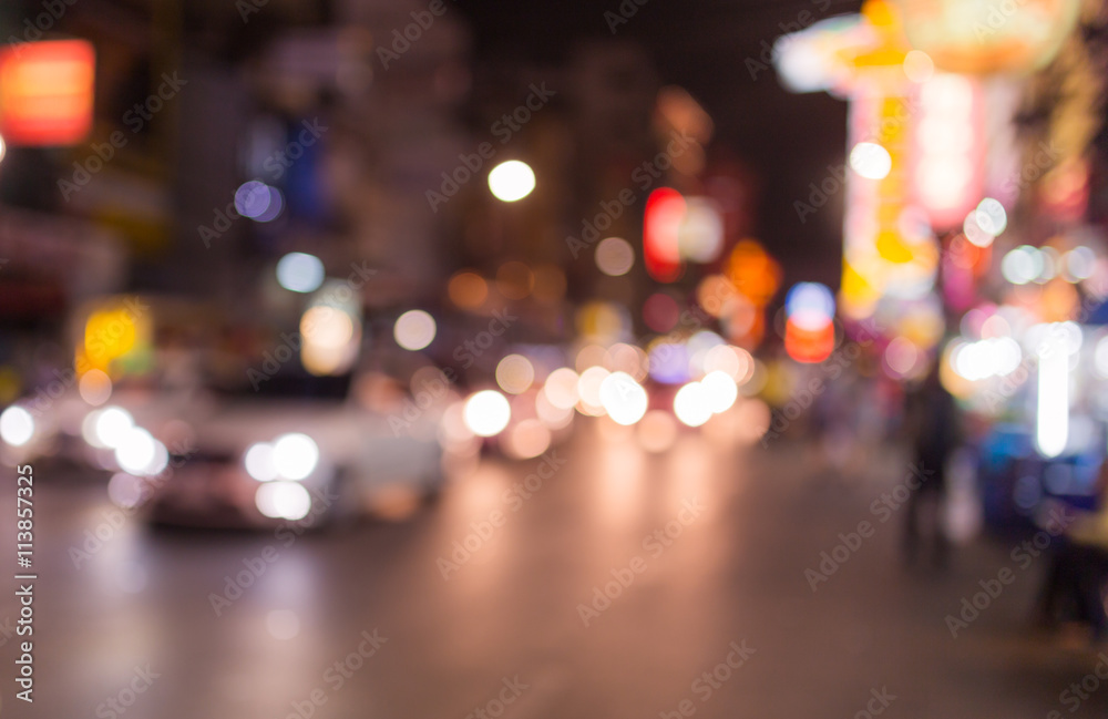Abstract bokeh light background of traffic and city night