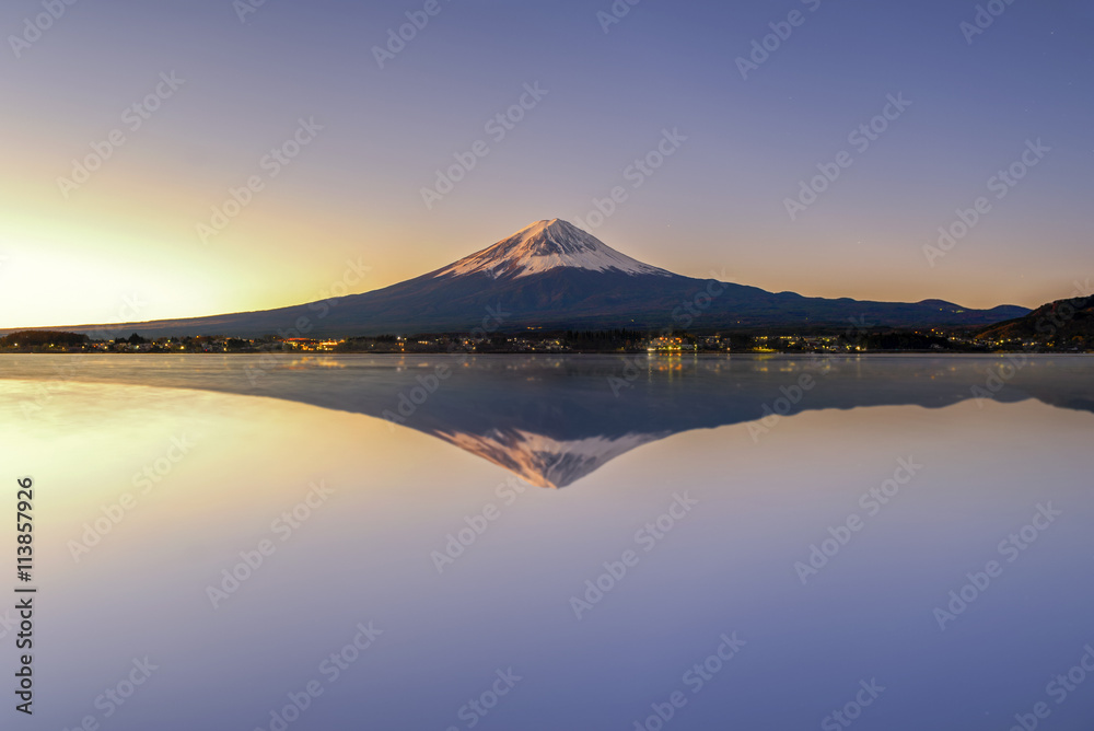 Reflection Fuji and Kawaguchiko lake