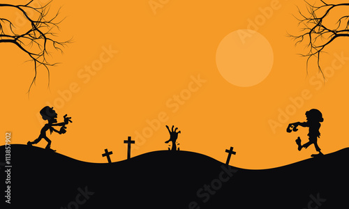 Halloween scary zombie silhouette