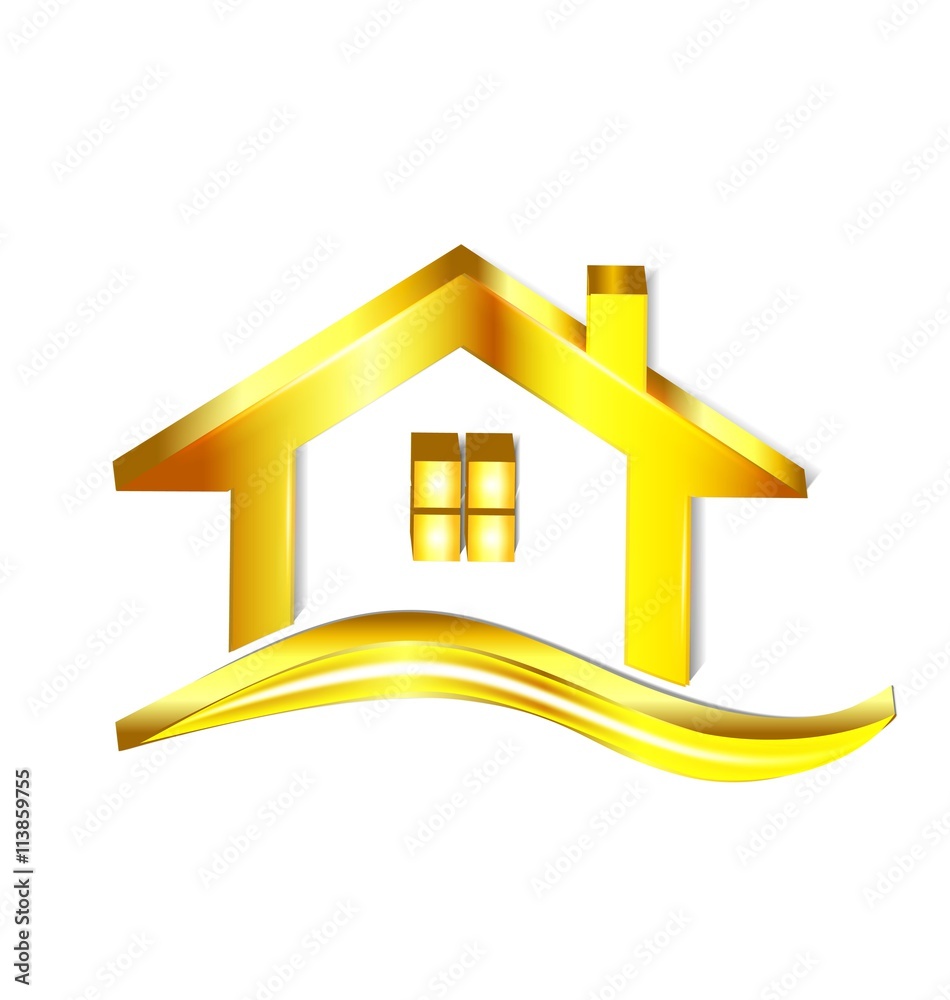 Gold house logo vector symbol design Stock Vector | Adobe Stock
