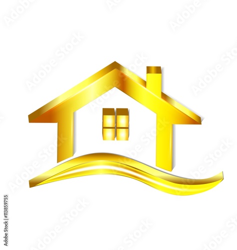 Gold house logo vector symbol design