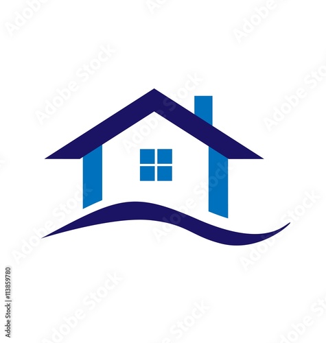 Real estate blue house logo business design