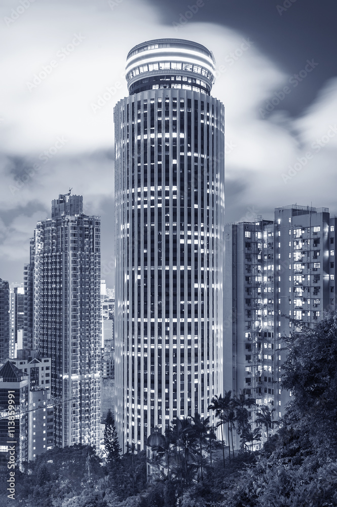 Obraz premium Skyline of Hong Kong City at dusk