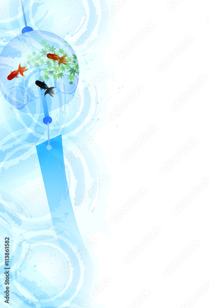 風鈴 金魚 暑中見舞い 背景 Stock Vector Adobe Stock