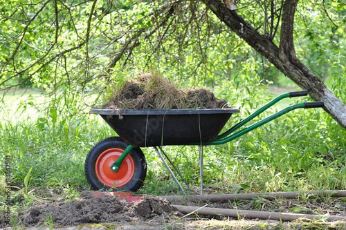 garden cart with the ground in the garden