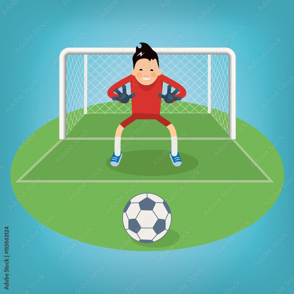 Fototapeta premium Cute goalkeeper- vector illustration